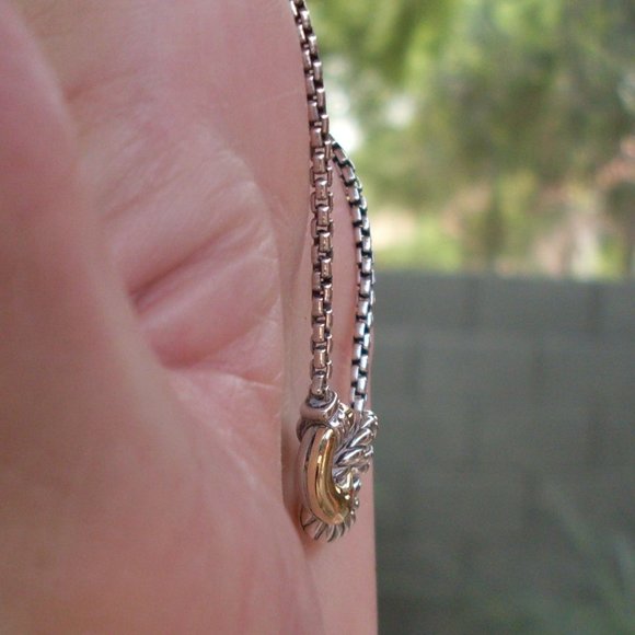 Retired David Yurman  Belmont Curb Necklace- 18K/925 - Adjustable DY Chain - Picture 5 of 12